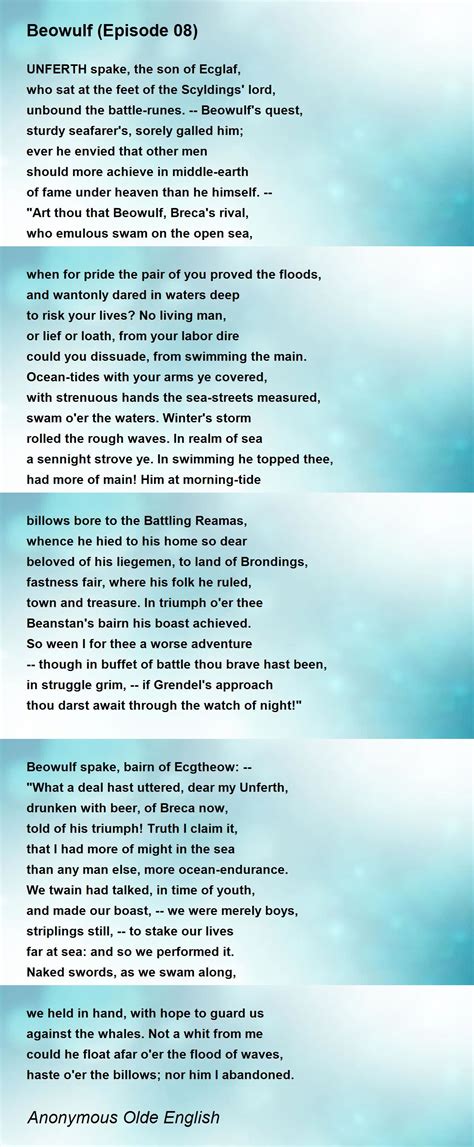 Beowulf (Episode 08) Poem by Anonymous Olde English - Poem Hunter