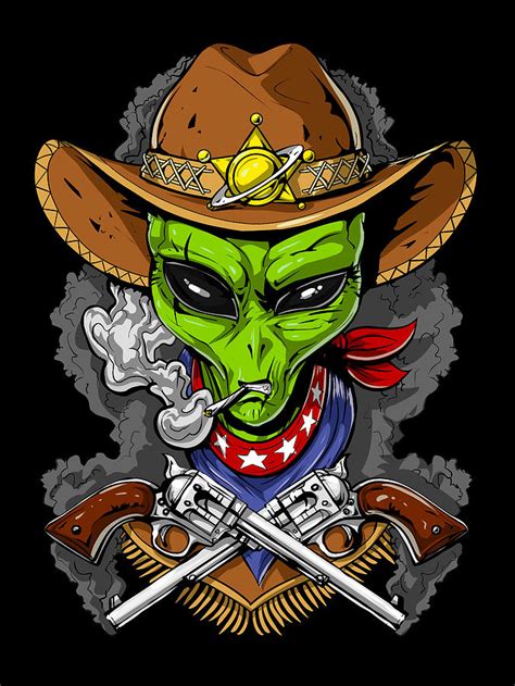 Space Alien Cowboy Digital Art By Nikolay Todorov Fine Art America