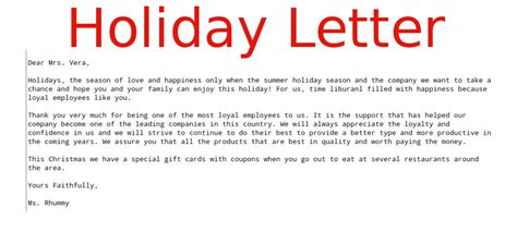 business letter holiday samples business letters