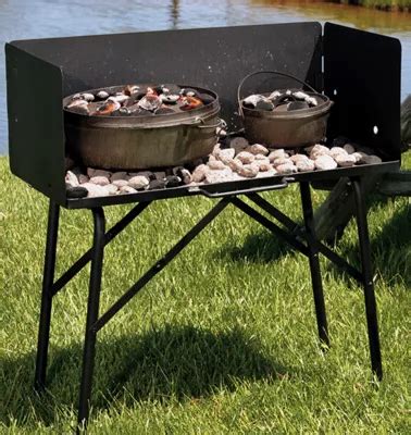Lodge Camp Dutch Oven Cooking Table With Tall Windscreen Cabela S Dutch Oven Cooking Dutch