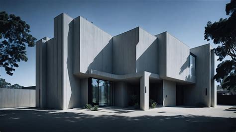 Premium Ai Image A Minimalist House With A Sleek Concrete Structure