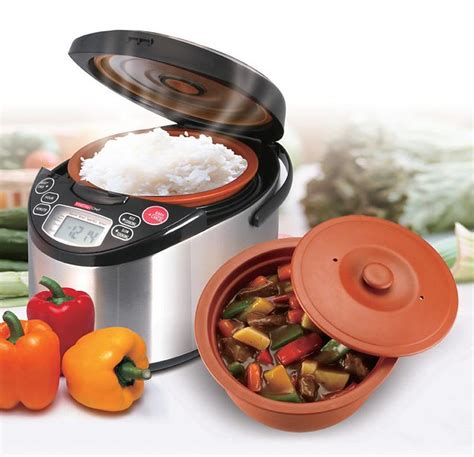 The clay material retains heat well, keeping the food warm after it comes out of the oven, eliminating the need for reheating. Clay Pot Cookware By VitaClay Chef | VitaClay Chef Rice ...
