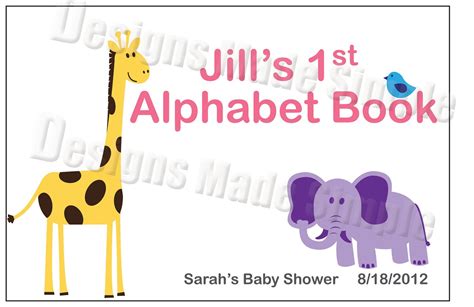 Babys First Alphabet Book Baby Shower Activity Animal