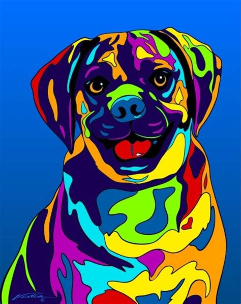 Multi Color Puggle Dog Breed Matted Prints And Canvas Giclées