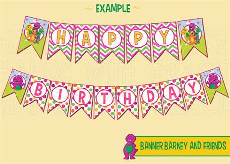 Printable Banner Barney And Friends Party By Handswithgrace Barney