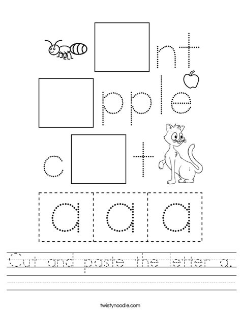 Cut And Paste The Letter A Worksheet Twisty Noodle