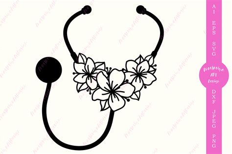 Floral Stethoscope Medical Clipart Graphic By Anastasiyaartdesign