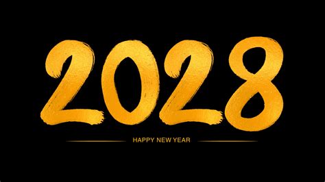 Feliz Año Nuevo 2028 Números Dorados Caligrafía Manuscrita Ilustración