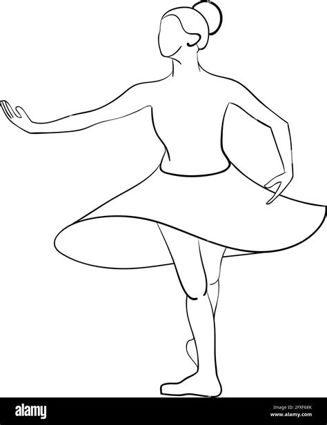 Ballet Line Art Illstration Beautiful Woman Are Dancing Stock Vector