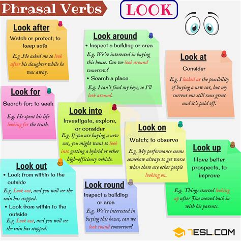 30  Phrasal Verbs with LOOK: Look after, Look up, Look through, Look 