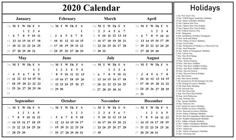 Public Holiday Malaysia 2020 Malaysia Public Holidays 2020 And 2021 23