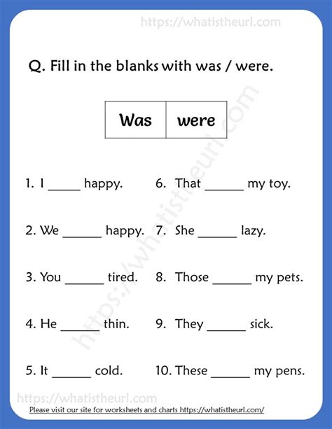 Fill In The Blanks With Was Were Worksheets For 2nd Grade 2nd Grade