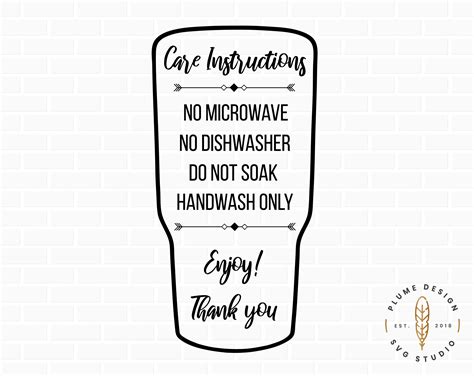 Tumbler Care Cards Care Card Svg Washing Svg Care Etsy