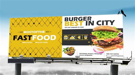 fast food billboard mockup psd template mockup hut