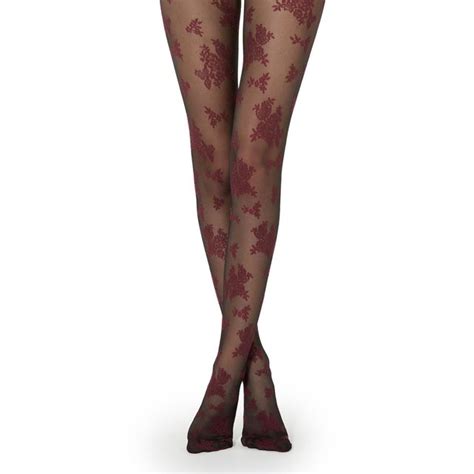 Collants à motif floral bordeaux vinaccia nero Calzedonia La Redoute