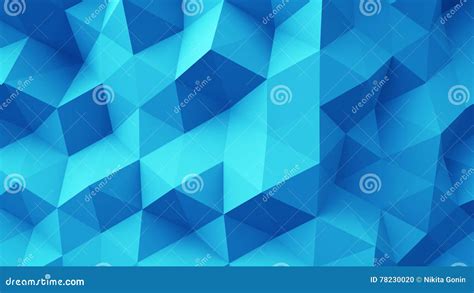 Blue Polygonal Geometric Surface 3d Rendering Stock Illustration