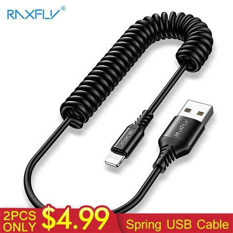 Raxfly Spring Usb Cable For Iphone Xs Xr Usb Type C Micro Usb Cable For