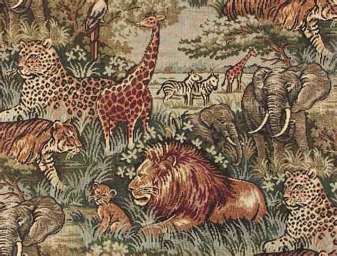 African Safari Wild Animals Fabric