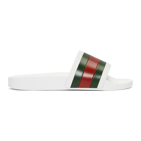 Gucci Pursuit 72 Rubber Slide Sandals In White For Men Lyst