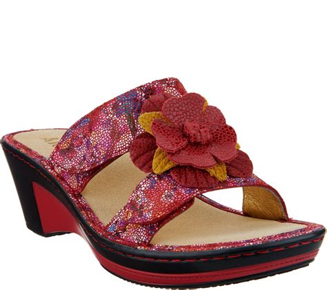 As Is Alegria Leather Wedge Sandalswith Flower Detail Lana —