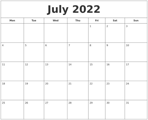 July 22 Calendar Printable Printable World Holiday