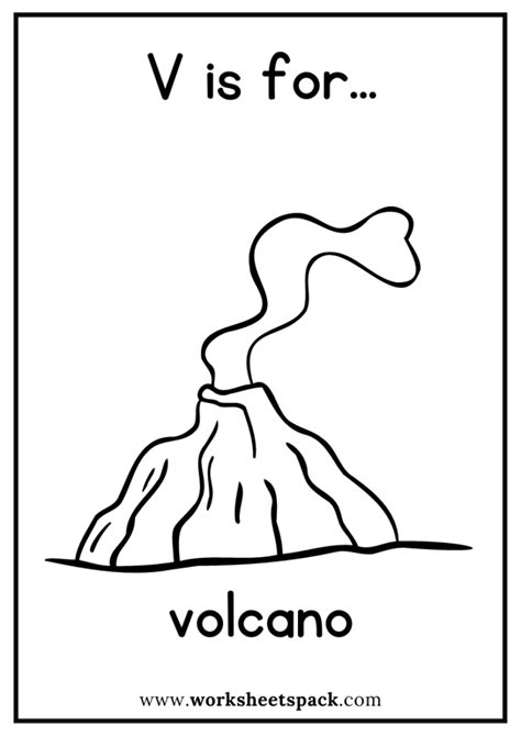 V Is For Volcano Coloring Page Hawaiian Volcano Color