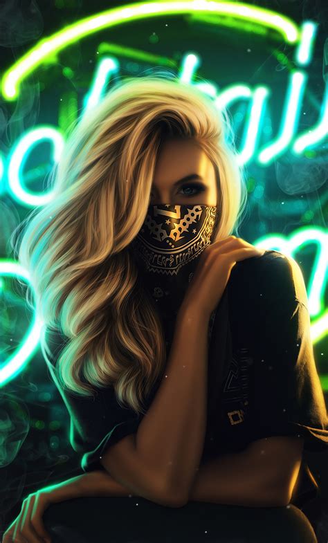 1280x2120 Blonde Girl Face Mask 4k Iphone 6 Hd 4k Wallpapers Images