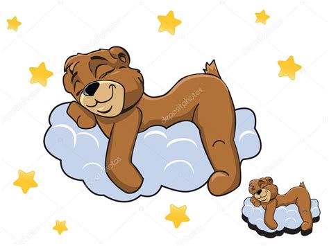 Cartoon Bear Sleeping Vector Cartoon Color Cute Teddy Bear Sleeping