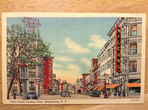 Court Street Binghamton Ny Marine Mindland Band Mcleans Postcard