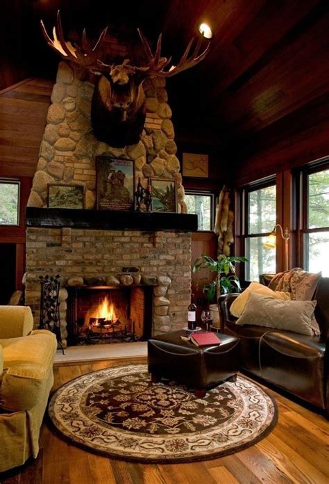 Pin By Lisa Spring On Log Cabins Lodge Style Living Room Log Homes