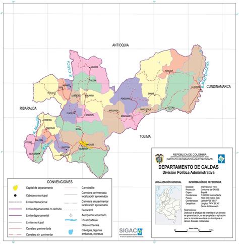 Mapa De Caldas Con Municipios Departamento De Colombia Para Descargar