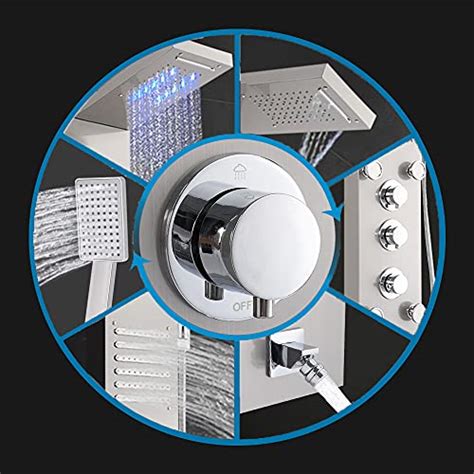 Led Shower Panel Tower System Hydropower Stainless Steel Function