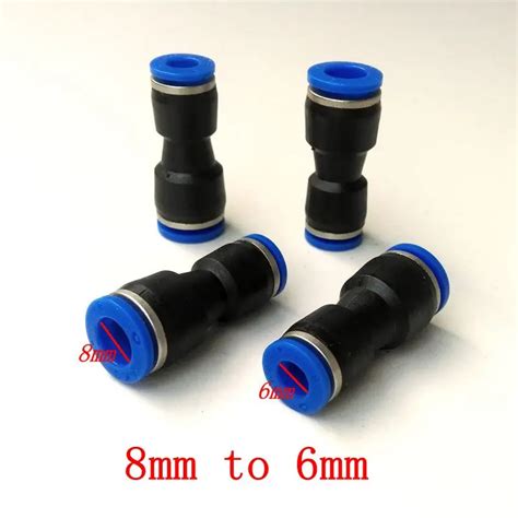 10pcslot Pneumatic Air Fitting Change Diameter Connector 8mm To 6mm