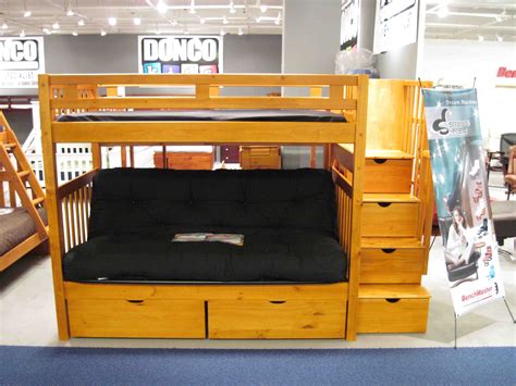 Donco Twin Over Futon Stairway Bunk Bed Honey 200300 Bunk Bed With
