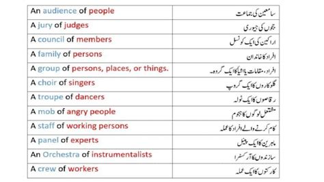 Collective nouns definition with examples and meaning in Urdu اردو