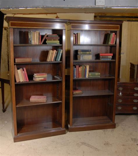 Pair Regency Open Front Bookcases Mahogany Bookcase Shelf