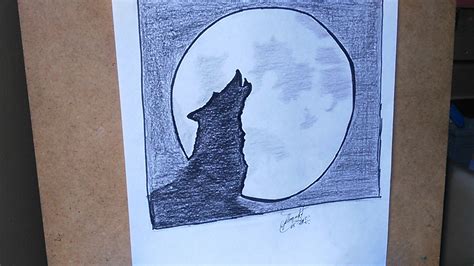 Como Dibujar Un Lobo Y Luna How To Draw A Wolf And Moon Dessiner Un