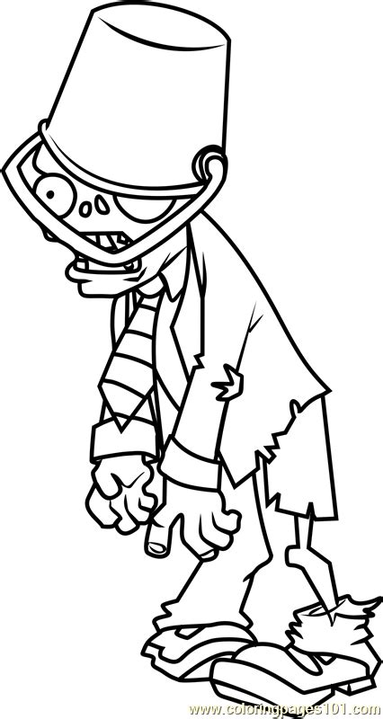 Buckethead Zombie Coloring Page Free Plants vs. Zombies Coloring