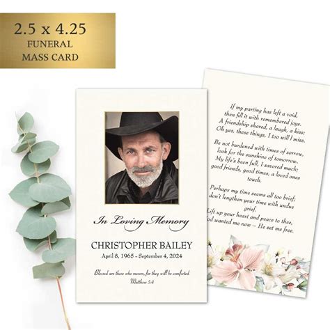 Photo Keepsake Mass Cards With A Customized Poem And Photo