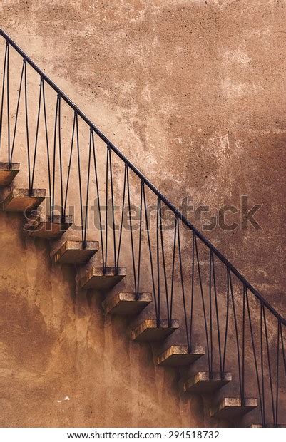 Old Vintage Concrete Staircase Side View Stock Photo 294518732
