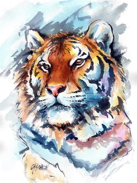 Watercolor Tiger Tiger Painting Watercolor Animals Painting