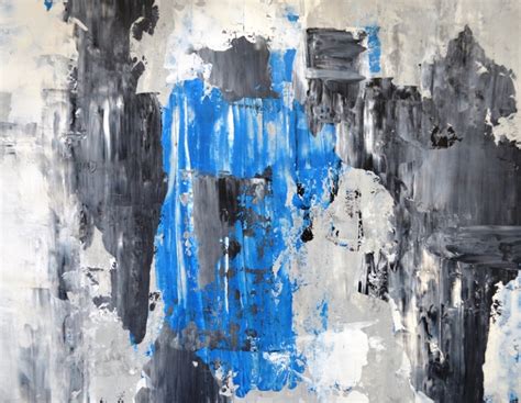 Acrylic Abstract Art Painting Black White Blue And Grey