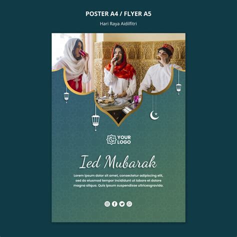 Hari raya aidilfitri disambut pada 1 syawal tahun hijrah. Hari raya aidilfitri poster theme | Free PSD File