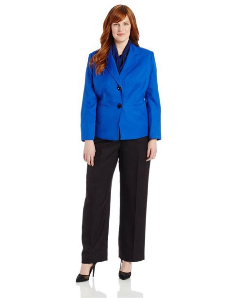 Le Suit Womens Plus Size Besom Pocket Jacket With Pant And Scarf Suit