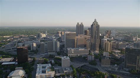 5k Stock Footage Aerial Video Approaching Suntrust Plaza Atlanta
