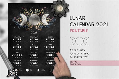 2021 Lunar Calendar Printable Witchy Calendar 2021 Moon Etsy
