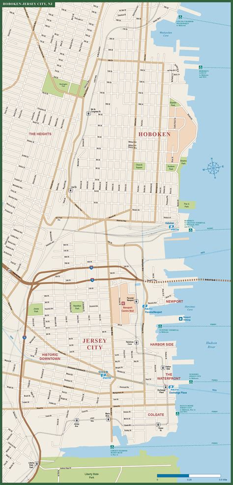 Hoboken Downtown Map Digital Vector Creative Force