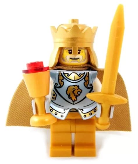 New Lego Gold King Minifig Castle Knight Figure Minifigure Lion Got