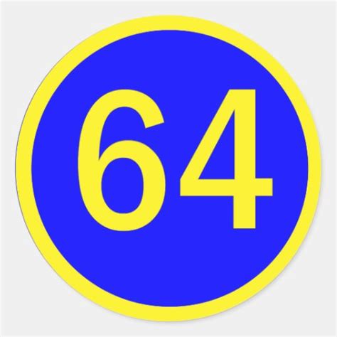 Number 64 In A Circle Round Stickers