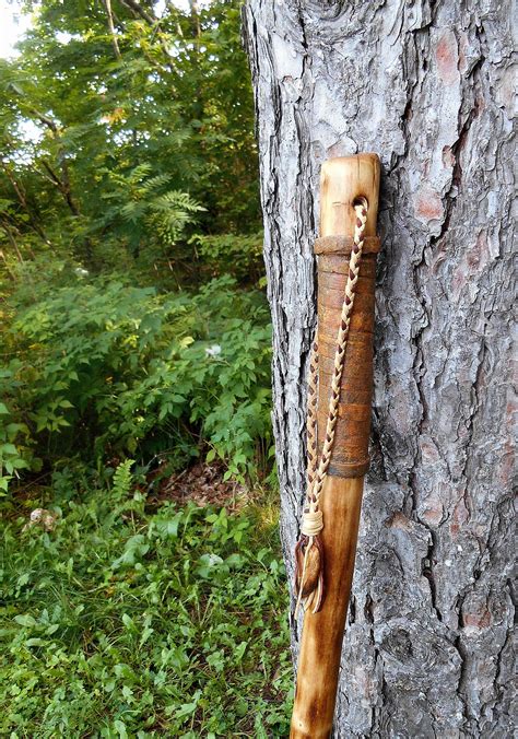 Maple Walking Stick Hiking Staff Handmade With Beads And Etsy